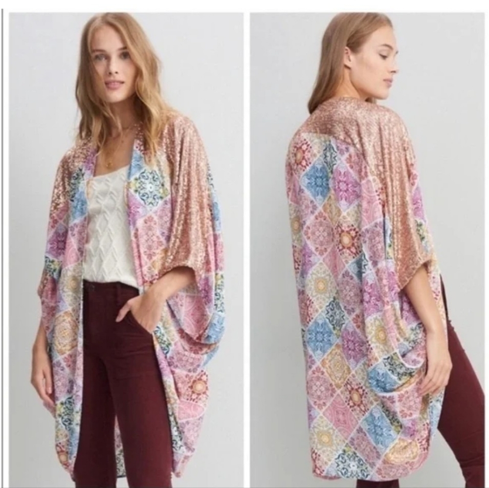 Sachin & Babi By Anthropologie Sequin Duster Kimono OS NWOT